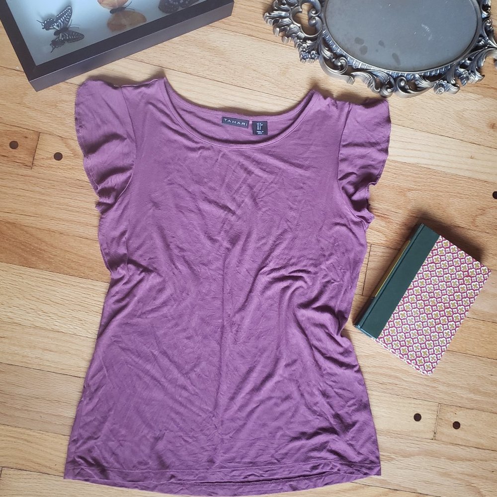 Tahari Flutter Sleeve Dusty Rose Shirt